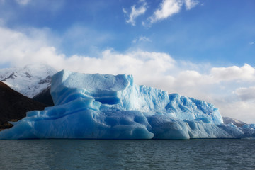 Sightseeing Rios de Hielo Cruise ship boat near glaciers Upsala and Spegazzini in Patagonia,...