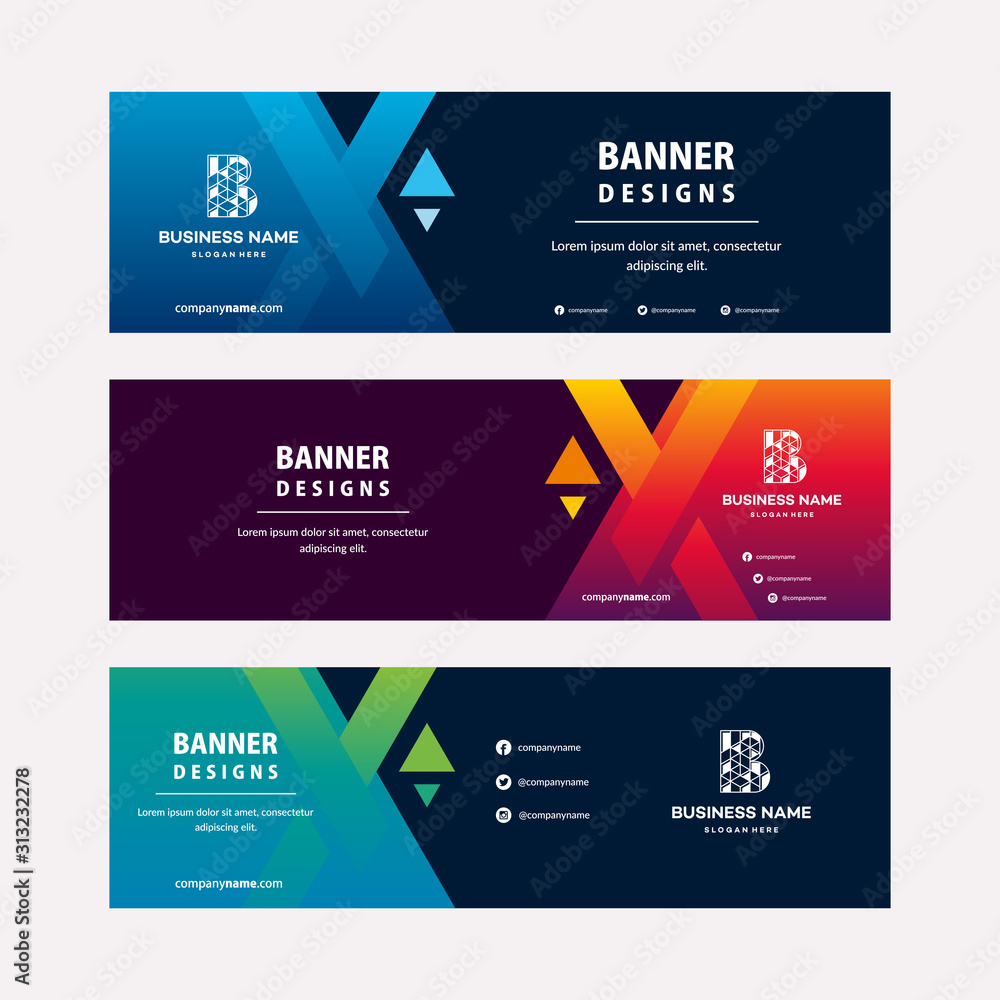 Wall mural modern web banners template with diagonal elements for a photo. universal design for advertising bus