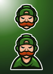 stock vector man playing console game mascot set. logo, badge, esport logo, and emblem with modern illustration concept style.