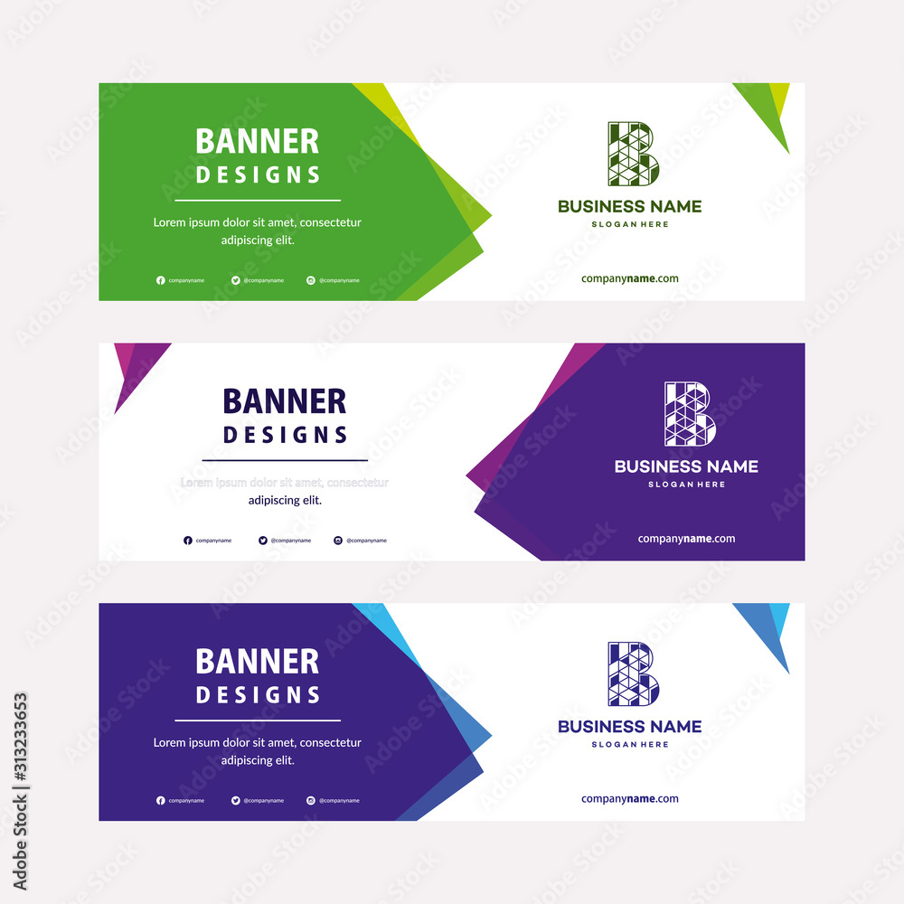 Poster flat designs web banners template with diagonal elements for a photo. universal design for advertisi