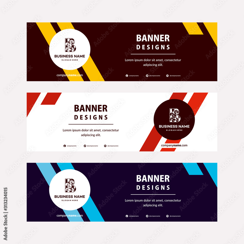 Poster flat designs web banners template with diagonal elements for a photo. universal design for advertisi