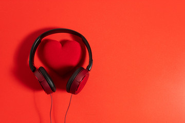 happiness family with love red heart in holiday season greeting of valentine's day background, gift for wedding lover concept