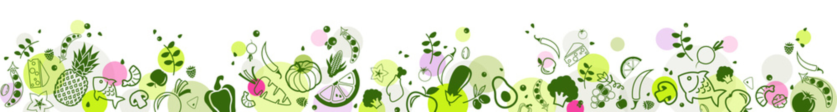 healthy & colourful food banner 2 – bottom border - vector illustration