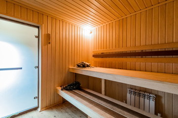 Obraz na płótnie Canvas Russia, Moscow- August 25, 2019: interior room apartment. bathhouse, sauna