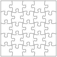 Fototapeta premium 20 jigsaw pieces template. Twenty puzzle pieces connected together.