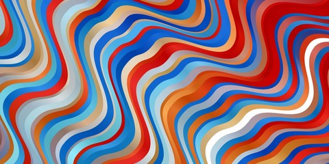 Obraz premium Light Blue, Red vector pattern with curved lines. Abstract gradient illustration with wry lines. Template for your UI design.