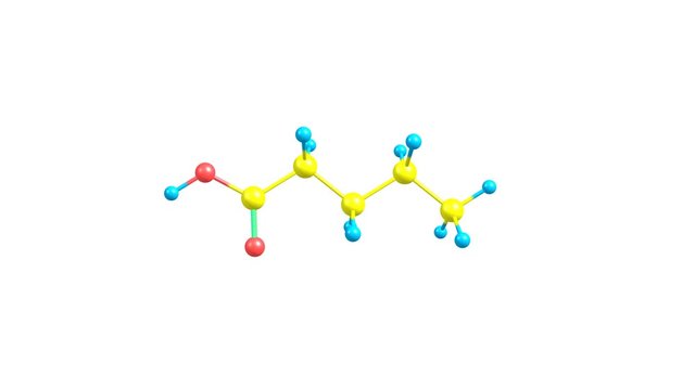 Rotating isolated valeric acid molecule video