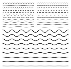 Wavy zigzag curved lines. Seamless meandering horizontal linear shapes.