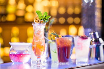 Set of cocktails at the bar