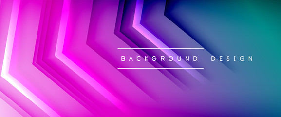 Arrow lines, technology digital template with shadows and lights on gradient background. Trendy simple fluid color gradient abstract background with dynamic straight shadow lines effect