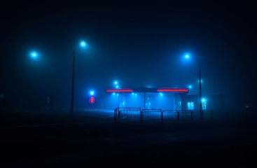 Night gas station