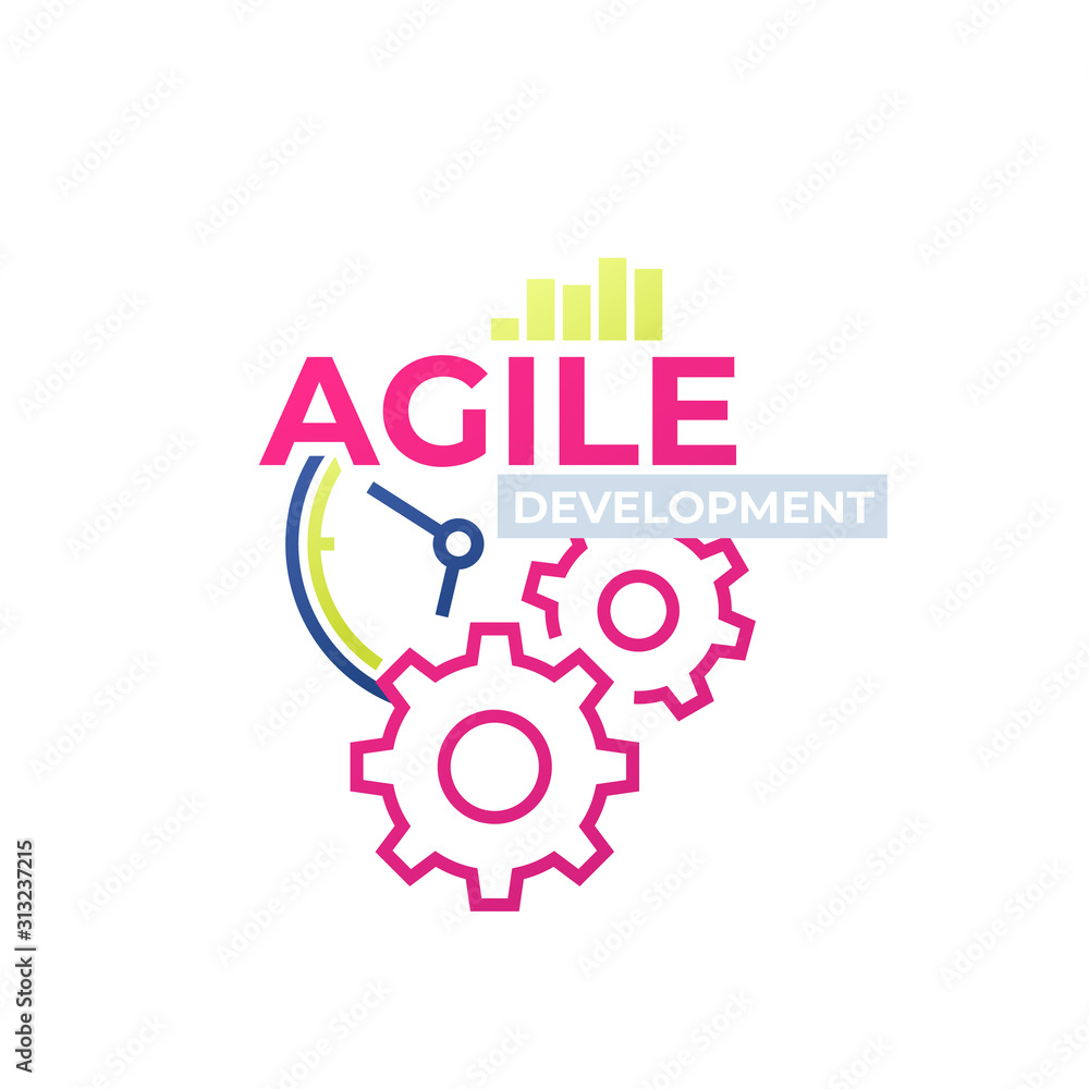 Sticker Agile software development, vector icon design