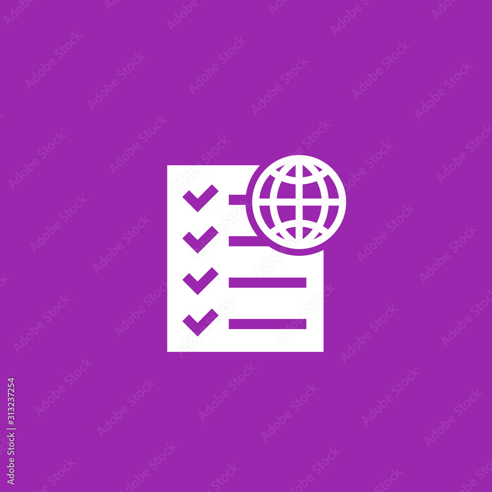 Poster checklist with globe vector icon