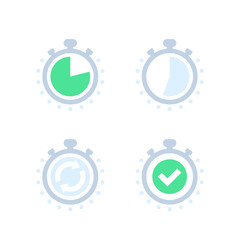 chronometer, timer, countdown icons on white