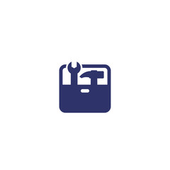 Toolbox icon with hammer and wrench