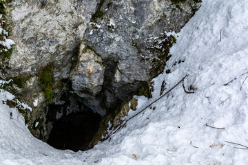 Hole in a cave - Smocza Jama (Dragon’s Den) - in the Koscieliska Valley in the Western Tatras, Poland.