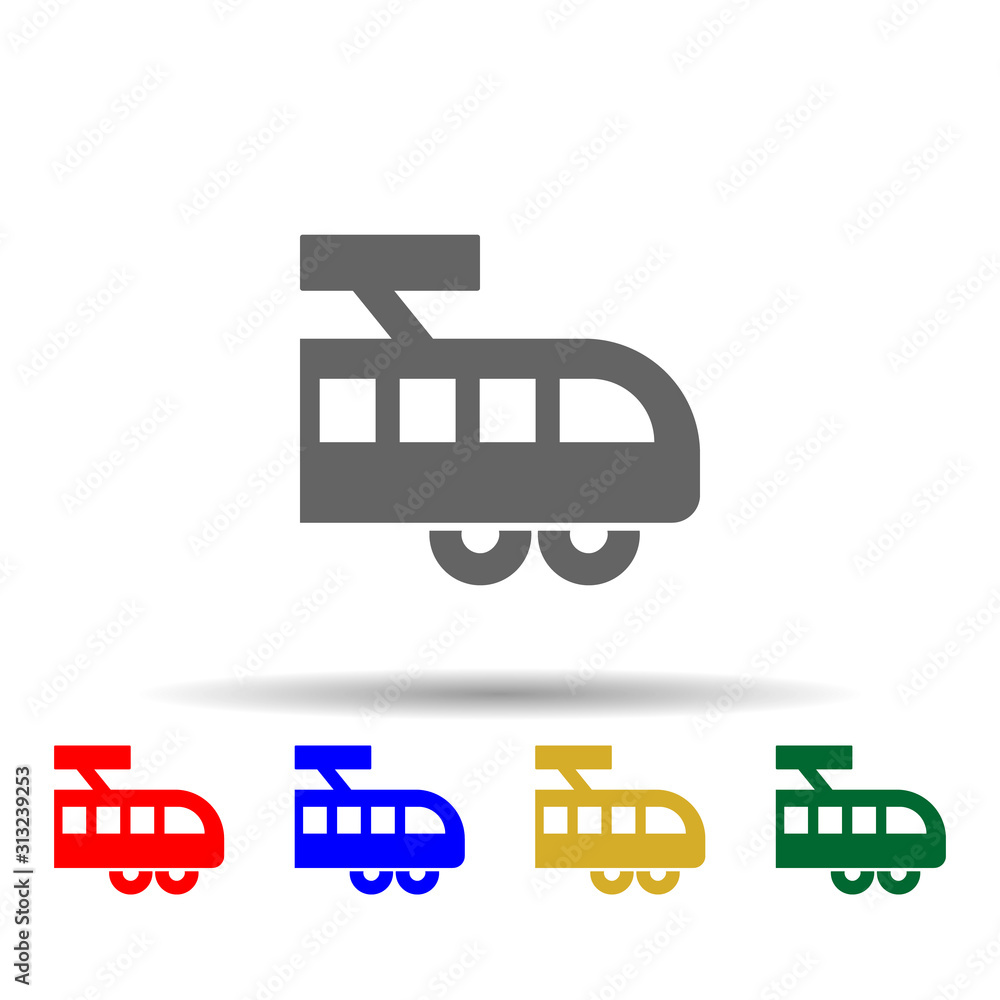 Poster electric train multi color style icon. simple glyph, flat vector of transport icons for ui and ux, w