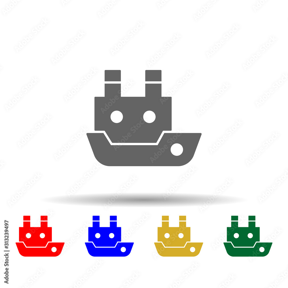 Poster ship, vessel multi color style icon. simple glyph, flat vector of transport icons for ui and ux, web