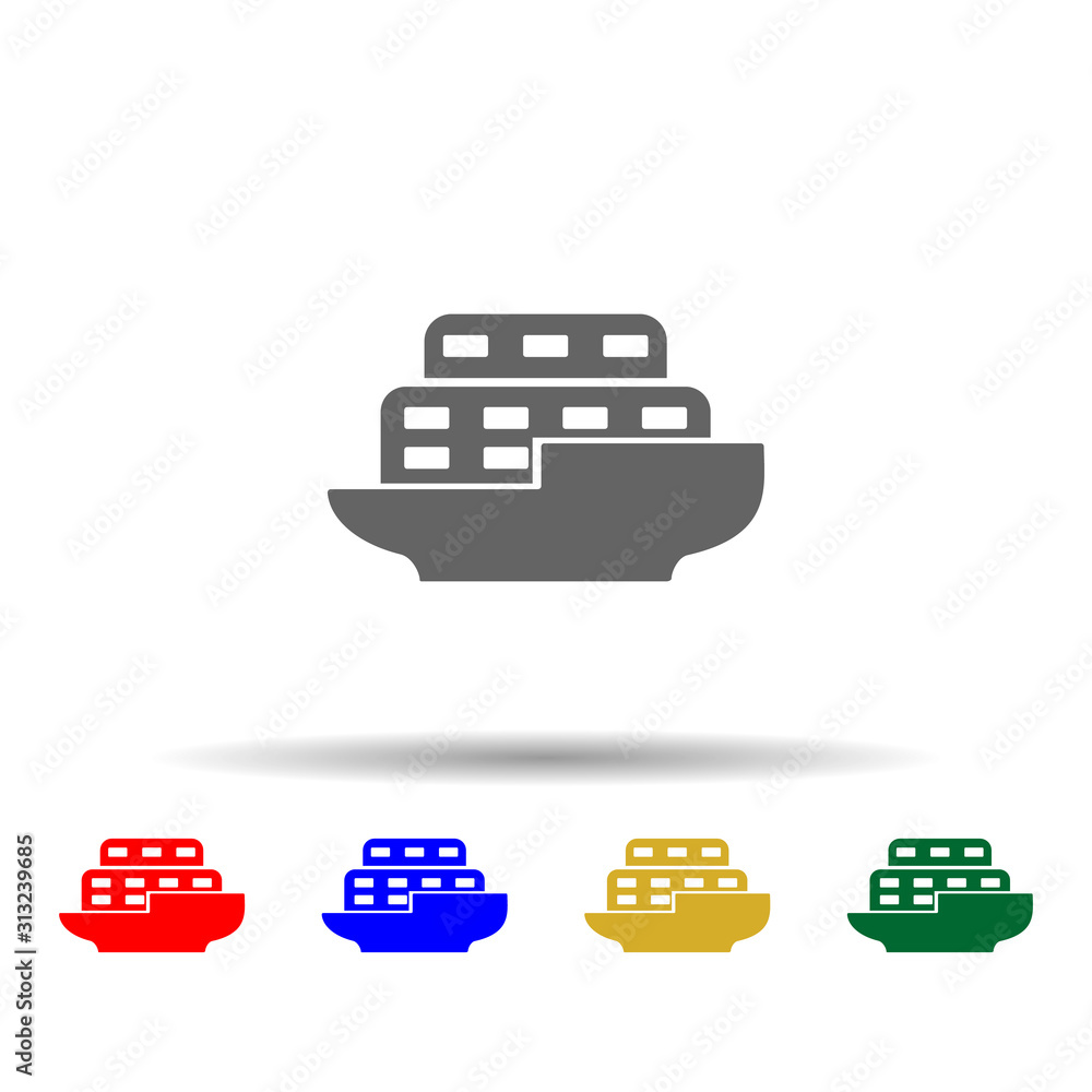 Poster ship, vessel multi color style icon. simple glyph, flat vector of transport icons for ui and ux, web