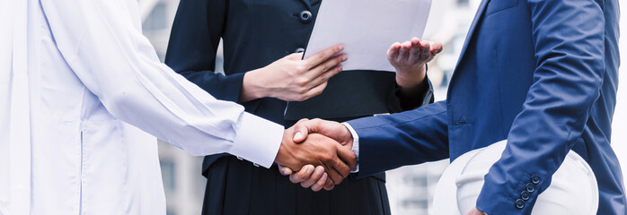 Successful businessmen handshake partner with arab businessman.Partnership approval and thanks...