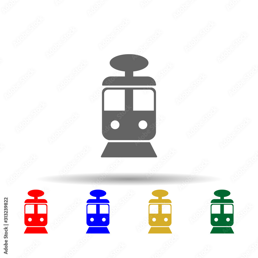 Poster tram multi color style icon. simple glyph, flat vector of transport icons for ui and ux, website or 