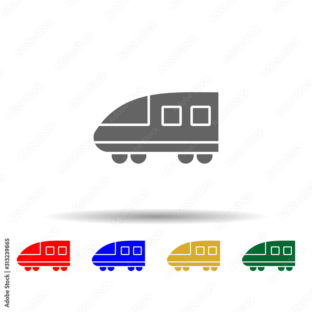 Poster modern high speed train multi color style icon. simple glyph, flat vector of transport icons for ui 