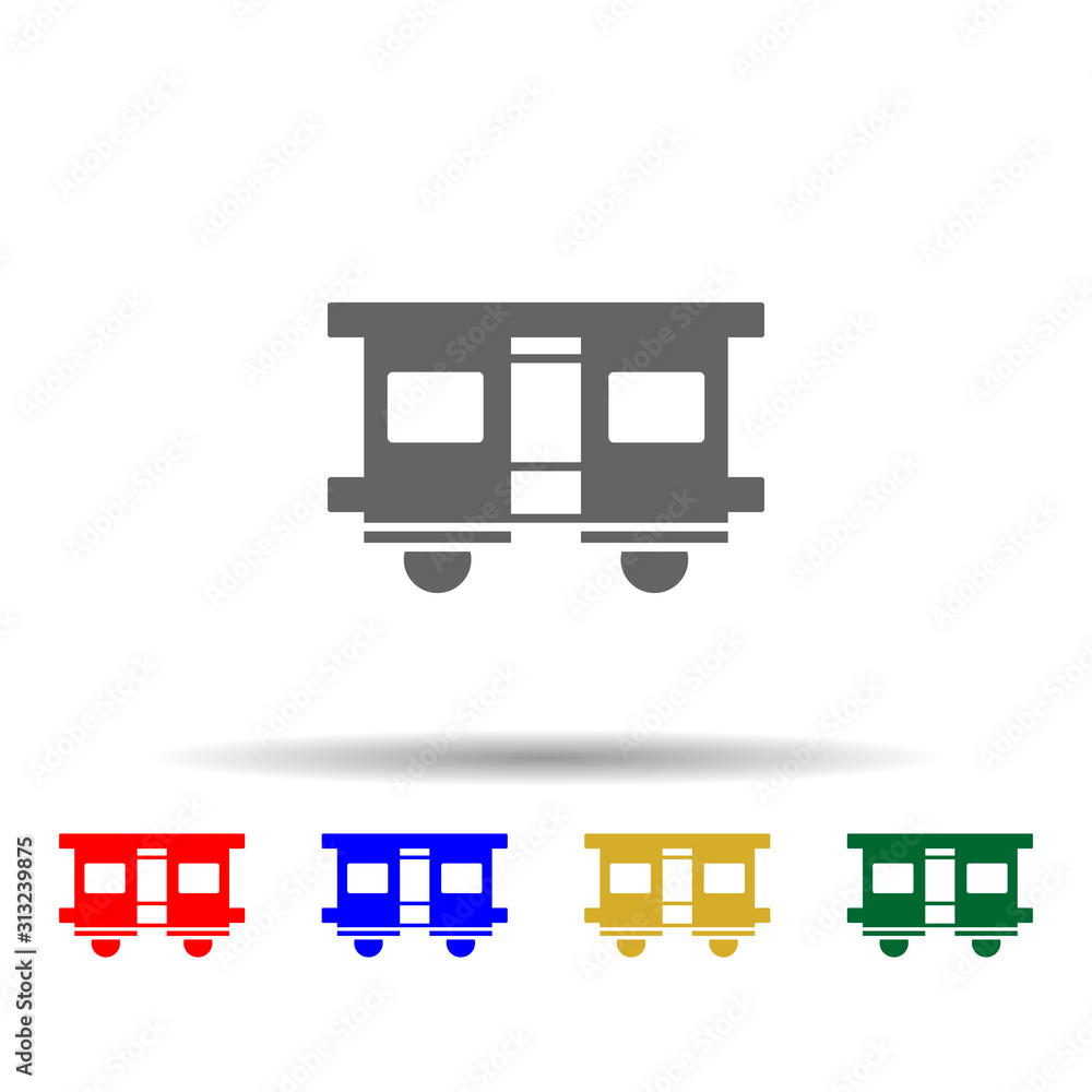 Poster passenger rail transportation multi color style icon. simple glyph, flat vector of transport icons f