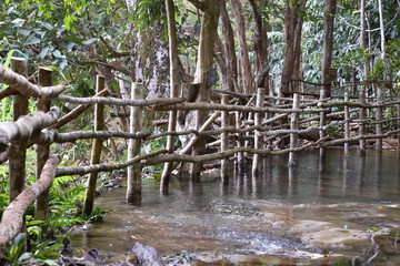 Safety Fence at the Top of Kuang Si Waterfall, Laos