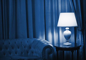lamp in a luxury hotel. Cozy beautiful room