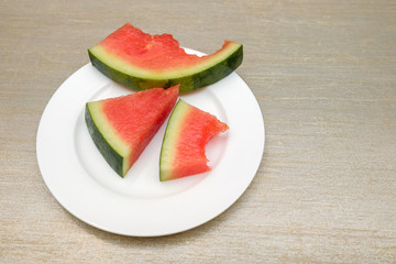 Slices of watermelon on a table
