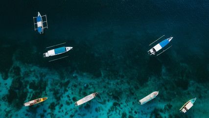 Fototapeta premium High view of boats in Bali