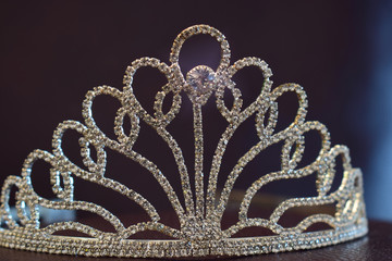 Crown set with diamonds On a beautiful leather floor