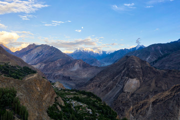 Naklejka na ściany i meble Landscape along the Karakoram Highway in northern Pakistan, taken in August 2019