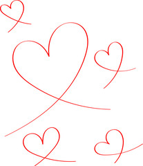 Red heart - outline drawing for an emblem or logo. Template for greeting card for Valentine's Day.