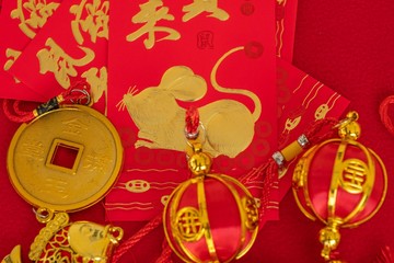 Chinese new year with a golden mouse 2020.