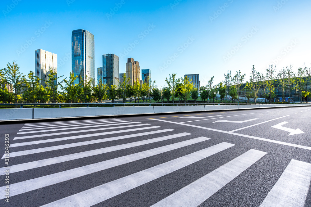 Wall mural road in city