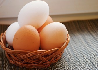 Chicken eggs in a basket