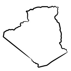 Algeria map from the contour black brush lines different thickness on white background. Vector illustration.