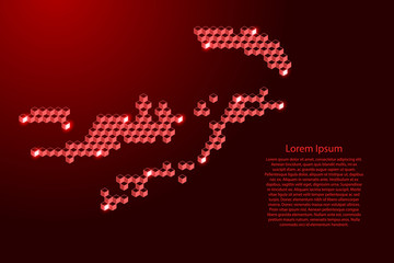 British Virgin Islands map from 3D red cubes isometric abstract concept, square pattern, angular geometric shape, for banner, poster. Vector illustration.