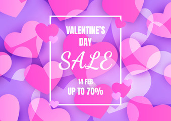 Valentines day sale banner with heart abstract background