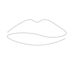 Beautiful lips, one line drawing vector illustration