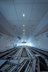 Empty Cargo Hold (Main Deck) of a Jumbo Jet Freighter Aircraft