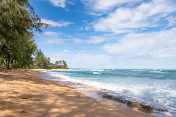tropical beach and sea on Kauai, Hawaii