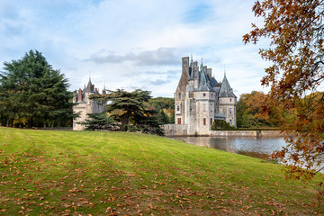 Obraz premium The view of Bretesche castle from the park. Missillac commune in Loire-Atlantique region of France.