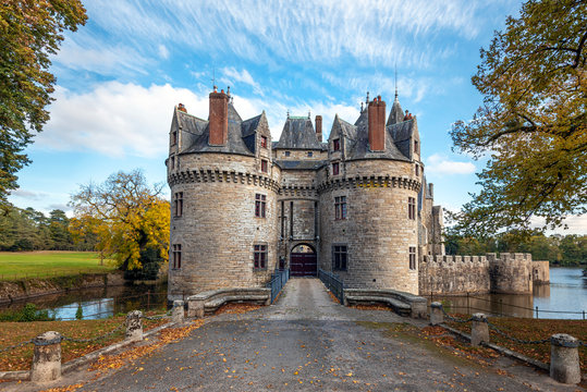 The entrance to Bretesche medieval castle. Missillac commune in Loire-Atlantique region of France.