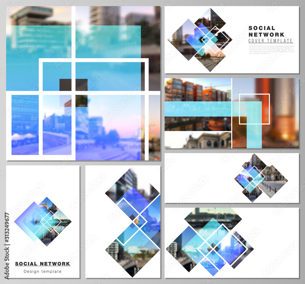 Poster the minimalistic abstract vector illustration of the editable layouts of modern social network mocku