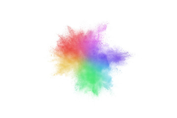 Colorful powder isolated on white background.