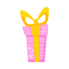 Gift box pink cartoon icons vector illustration on a white background. Great design for any purposes.