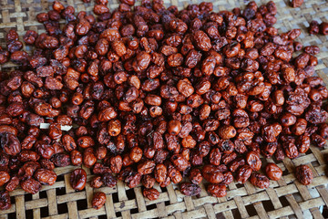 Closeup of dried pitted Chinese date
