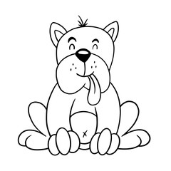 Cute cartoon baby dog. Animal print. Vector illustration isolated on a white background.